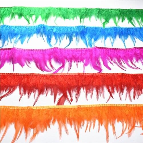2yard/lot saddle rooster feather trim8-10cm diy pheasant pluma needlework wedding decoration clothing making feathers for crafts