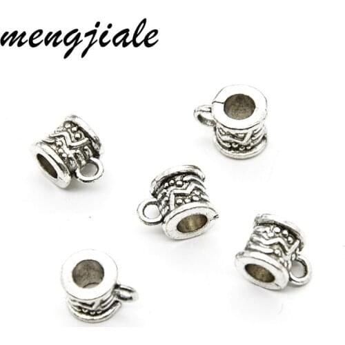 20pcs Antique Silver Round Shape Spacer Loose Beads Alloy Metal Clips Charm For DIY Bracelet Jewelry Accessories Making 11*8mm