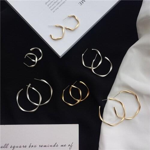 3 Pairs Spiral Twisted round Ear Stud Female European and American Matte Texture Simple Earrings Ornament