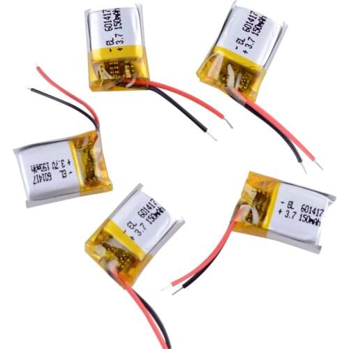 Lot 5 pcs 3.7V 100mAh LiPo Rechargeable Battery Lithium Polymer 601417 For Anki Overdrive cars bluetooth headset headphone