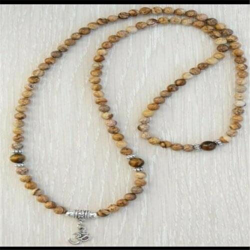 6MM Picture Stone Bracelet 108 Beads Buddha Pendant Reiki Unisex Bless Healing Yoga Meditation Spirituality Lucky Energy