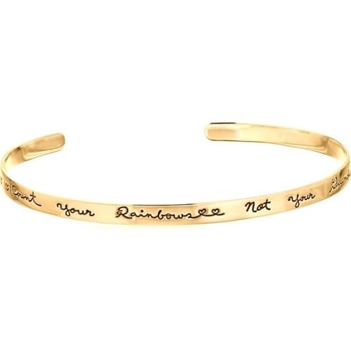 12pcs/lot New Rose gold silver color 5mm width alloy lettering Count Your Rainbows Not Your Thunderstorms cuff bangle bracelet