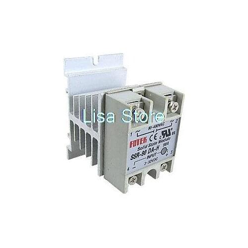 DC to AC SSR-90DA-H 3-32V DC 90-480V AC 90A SSR Solid State Relay w Heat Sink