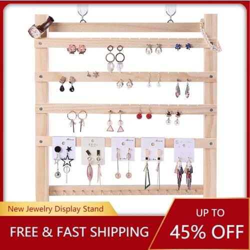 Wood Wall Hanging Storage Jewelry Hooks Jewelry Display Organizer Earring Watch Necklace Hanger Holder Stand