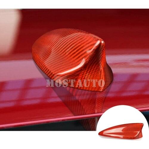 For Chevrolet Camaro 2016-2021 Real Carbon Fiber Exterior Car Roof Shark Fin Antenna Cover Trim Black/Red 1pcs