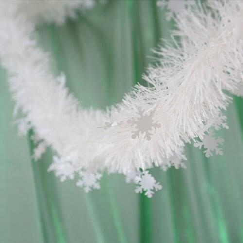 2M Snowflake Rattan Tinsel Garland Christmas Tree Ornaments Metallic Foil White Wire Tinsel Garland Xmas New Year Party Decor
