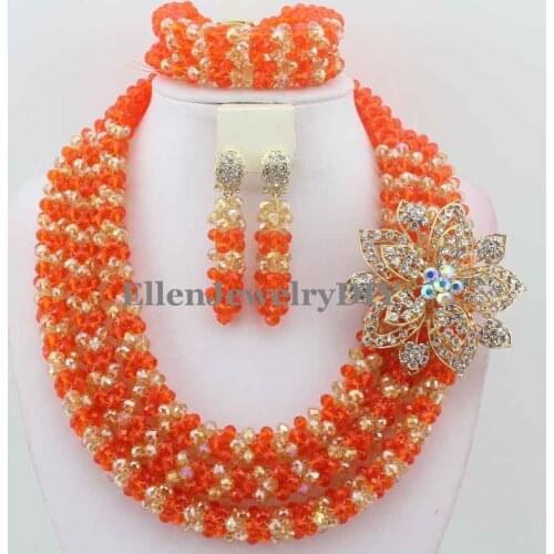 Handmade Indian Nigerian Wedding beads Jewelry Sets Beaded Bridal Necklace african beads Jewelry Sets Free Shipping W10700