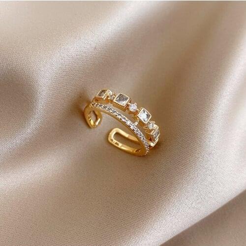 JUWANG 2021 Newest Luxury Copper Opening Rings Fashion Jewelry Zirconia Sexy Finger Ring For Women Girls' Valentines Day Gifts