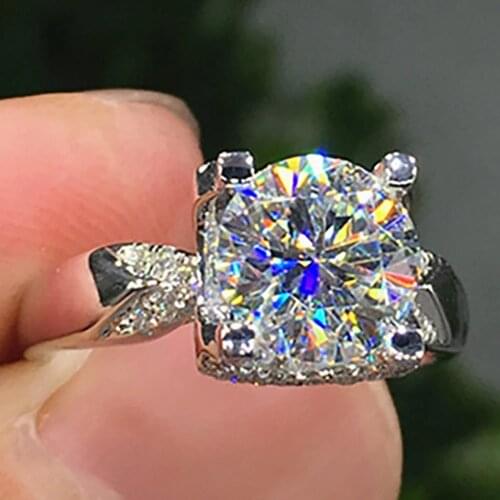 10K Au417 White Gold Ring Wedding Party Engagement Ring 1 2 3 4 5 Carat Round DVVS Moissanite Diamond Ring V Crown Trendy