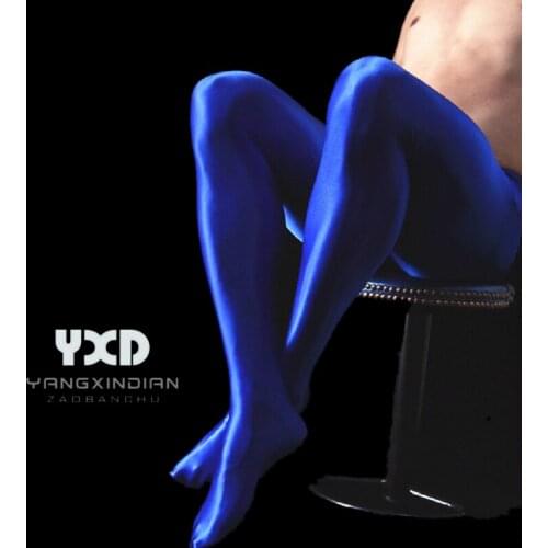 2 Pcs/Men Sexy U Convex Pouch Open Close Sleeve Tight Stockings Man Oily Silky Elastic Tight Dance Yoga Pantyhose Candy Color