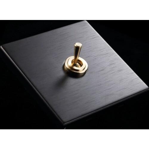 Brass Lever Retro Toggle Switch 1-4 Gang 2 Way Wall Light Switch Black Stainless Steel Panel Concealed For Hotel Guest House