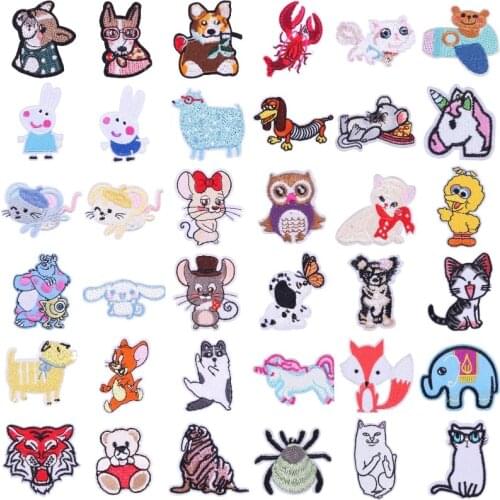 Unicorn Tiger Cute Iron On Patches For Clothing Jackets Stickers DIY Pig Cat Embroidery Patch Stripes Appliques Clothes Badges
