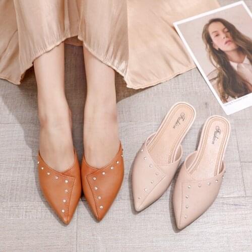 Fashion Womens Sandals 2021 New Style Women Slippers Lazy Summer Shoes Outdoor Half Slippers Ms. Muller Shoes Casual Flat Shoes