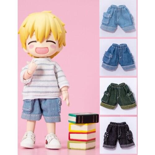 Ob11 baby dress casual cargo pocket jeans short pants 1/12 BJD clothes round Molly P9 GSC doll clothes doll accessories