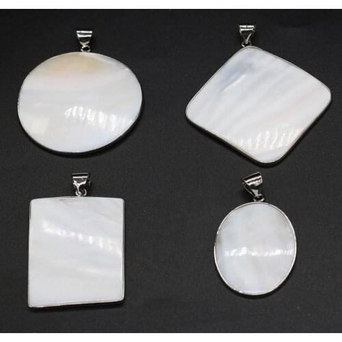 Wholesale Natural Shells Pendant Geometric Mother of Pearl Shell Charms for Women Jewery Making DIY Necklace Accessories Gift
