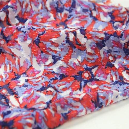 ORANGE RED Flowers 100% Polyester Chiffon Cutting Motif Drape Fabrics Thin for Summer Clothes Dress Skirt Blouse Shirt Craft