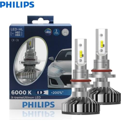 Philips X-treme Ultinon LED 9005 9006 HB3 HB4 12V 11005XUX2 6000K Car LED Head Lamps Auto Bulbs +200% More Bright (Twin Pack)