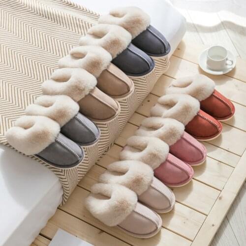 Plush Warm Home Flat Slippers Lightweight Soft Comfortable Winter Slippers Womens Cotton Shoes Indoor Plush Slippers