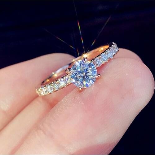 Popular Ladies Trendy White Round Zirconia Crystal Silver Color Alloy Female Rings for Women Engagement Wedding Party