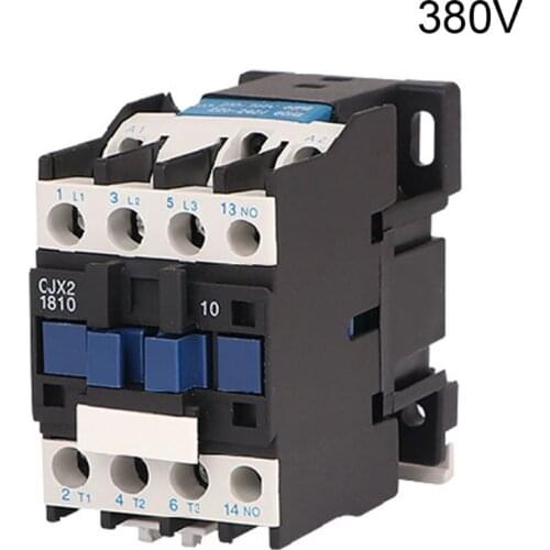 Rail Mount Industrial CJX2-1810 AC Contactor 220V 50Hz Coil 18A Three Phase 1NO