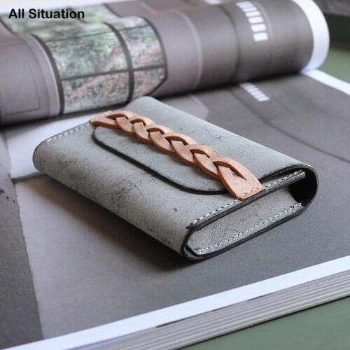 Luxury Business Card Case First Layer Cow Leather High Quality Vintage Storage Coin Bag Casual Credit Card Purse Organizer Pouch