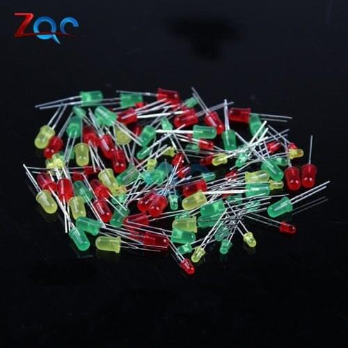 100PCS Light Emitting Diode LED 5mm 3mm Red Green Yellow for Arduino Raspberry Pi