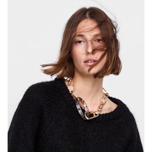 PPG&PGG ZA Metal Link Chain Vintage Multicolored Necklace For Women Bohemian Trendy Statement Jewelry Maxi Choker Necklace