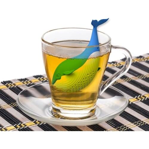 VKTECH Reusable Whale Shaped Tea Strainer Cute Kitchen Silicone Herbal Spice Coffee Filter Tea Leaf Infuser Teaware Dropshipping