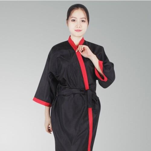 Waterproof Salon Client Gown Hairdressing Gowns Kimono Style- Long -Black Color