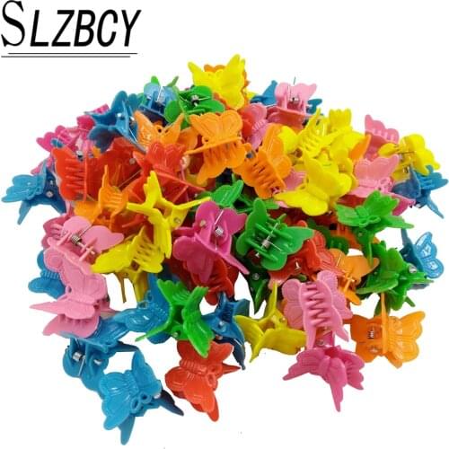 10pcs/lot New Baby Small Hair Claw Cute Candy Color Flower Butterfly Acrylic Hair Clip Children Hairpin Hair Accessory Wholesale