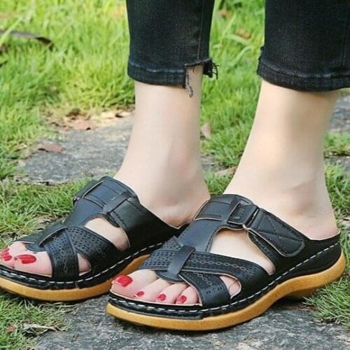 Ladies Sandals 2021 plus size 43 Summer Comfortable Hollow out closed toe Velcro Sandals High-quality Platform Slippers woman