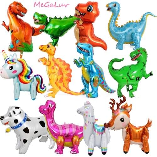 1pcs Dinosaur Standing Foil Balloons Kids Baby Shower Toy Boy Girl Birthday Party Decoration Supplies 4D Animal Ballon Globos