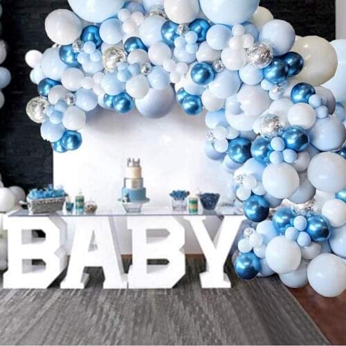 107pcs/lot Blue Balloons Garland Arch Kit Blue White Silver Confetti Latex Balloons for Baby Shower balloons Birthday Party Deco