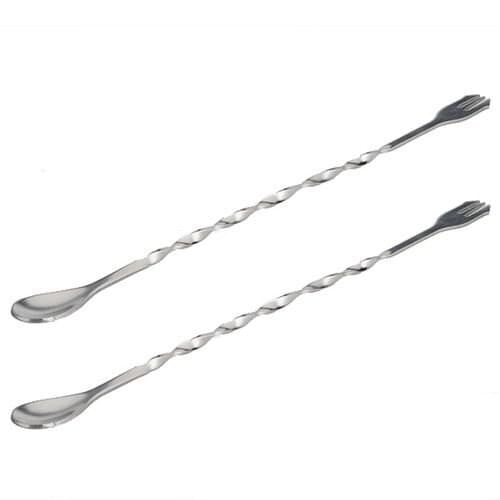 2 Pcs/set Stainless Steel Cocktail Picks Bar Spoons