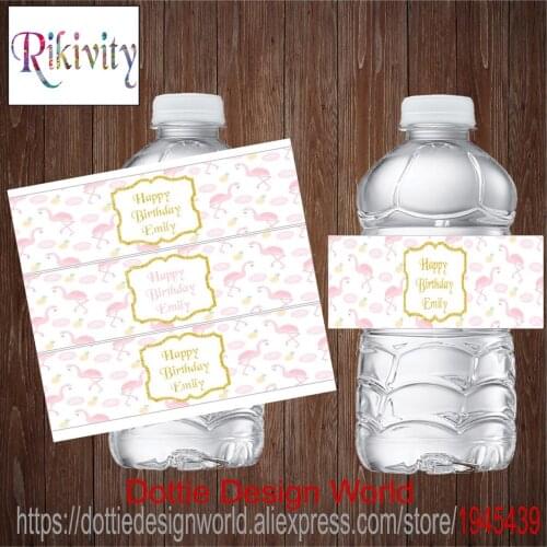 20 Pcs/lot Flamingo Water Bottle Wine Champagne Labels Candy Bar Wrapper Sticker Wedding Baby Shower Birthday Party Decoration