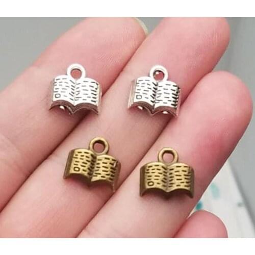 40pcs/lot--11x12mm, Antique bronze/silver plated Open Book charms,DIY supplies,Jewelry accessories