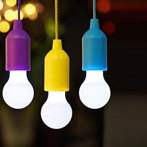 8PCS Portable LED Bulb Light Battery Operated Pull-Rope Lamp for Indoor Outdoor Camping