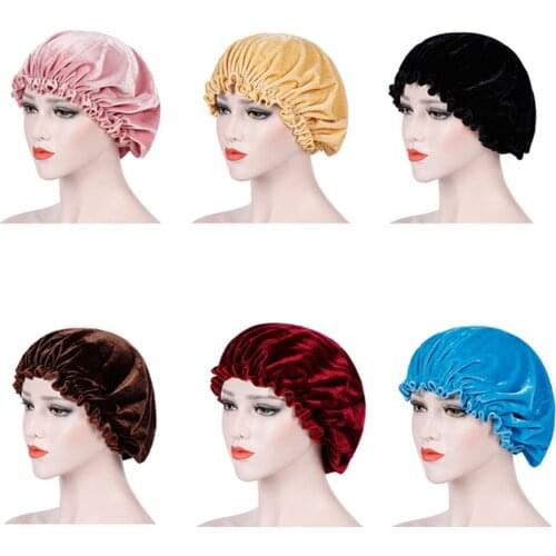 Velvet Turban Solid Color Chemotherapy Cap Diameter 30cm Women Breathable Comfort Bonnet