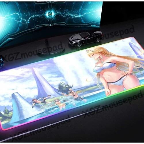 XGZ Large RGB Gaming Colorful Mouse Pad Black Lock Edge Anime Beautiful Pool Scenery Custom Office Computer Desk Mat Non-slip