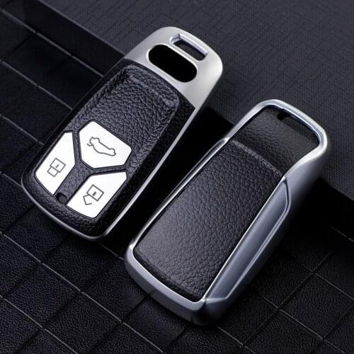 TPU Leather Car Key Cover For Audi A4 B9 Q5 Q7 TT TTS 8S 2016 2017 2018 2019 3 Buttons Smart Keychain Remote Fob Shell Case Bag