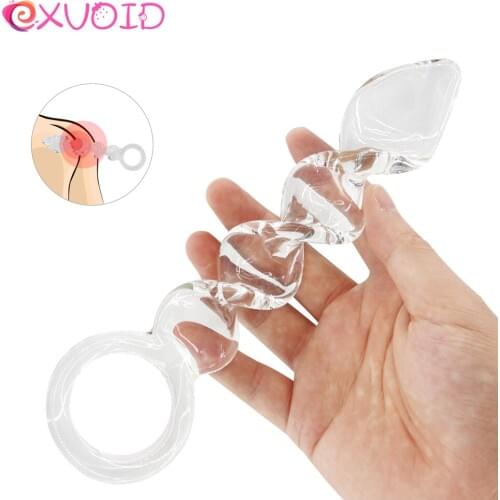 EXVOID Long Penis Vagina G-spot Massager Sex Toys for Women Pyrex Crystal Anal Plug Sex Shop Female Masturbation Glass Dildo