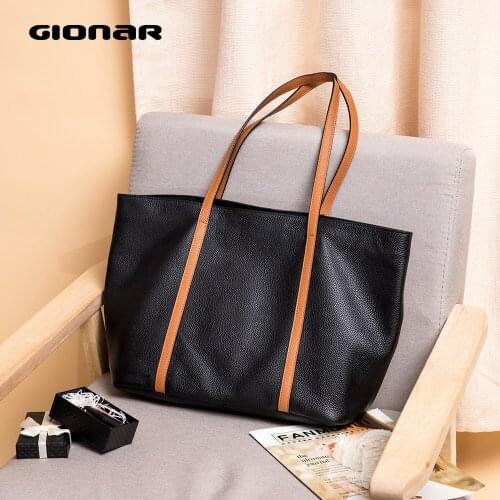 GIONAR RFID Premium Handcrafted Cow Top Layer Leather Tote Bags for Women Genuine Soft Leather Shoulder Bags Purses And Handbags