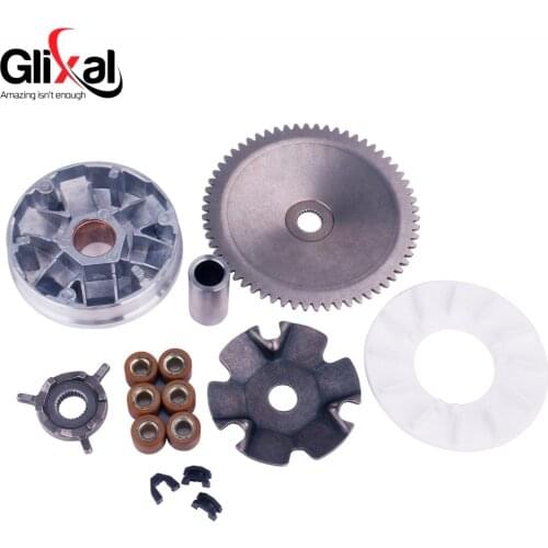 Glixal GY6 49cc 50cc Chinese Scooter Moped Complete Variator Kit Front Clutch Drive Pulley with Roller weights 139QMB 139QMA