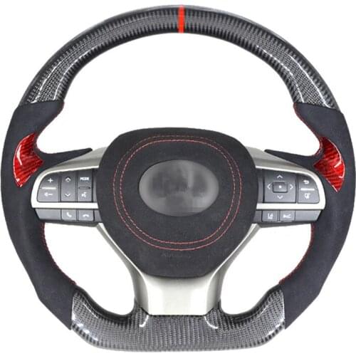 QHCP Car Racing Steering Wheel Customized Real Carbon Fiber Leather Suede Sport Pattern For LEXUS NX/ RX/ ES/ IS/ CT 2013-2020