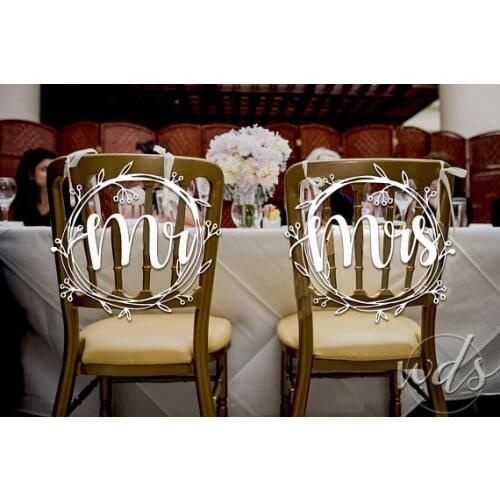 Mr Mrs Chair Signs, . Rustic Sketch wedding reception decor sweetheart table, Bride Groom Chair sign