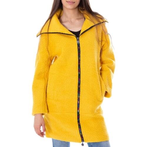 Spanish womens wool patchwork coat cuff hair