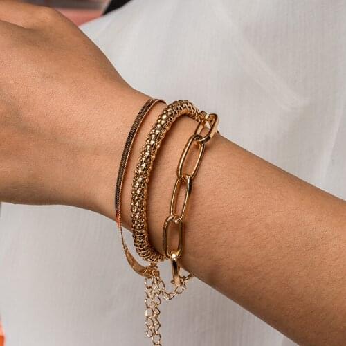 Bohemian Gold Bracelets On Hand Chain Multilayer Bracelet for Women Girls Punk Jewelry 2021 trend Charm Punk charm Bracelet sets