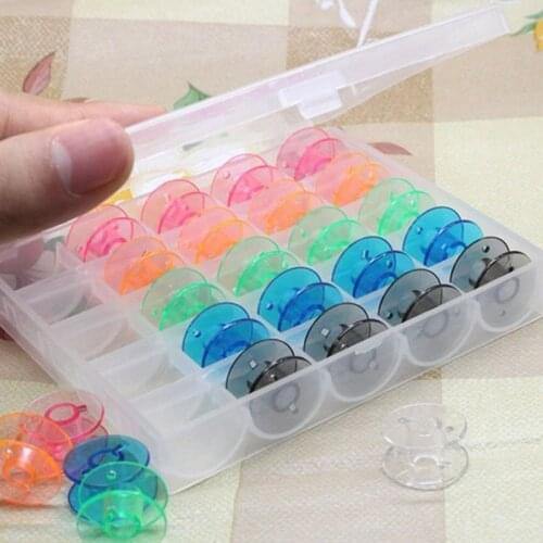 25Pcs Storage Box Colorful Plastic Empty Bobbins Sewing Machine Spools with Sewing Machine Accessories Sewing Tools