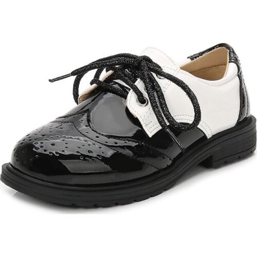 Size 27-43 Spring Teens ChildrenS Dance Shoes Autumn Party Kids School Black Sports Shoes For Boys Patent Leather Sneakers 8 10