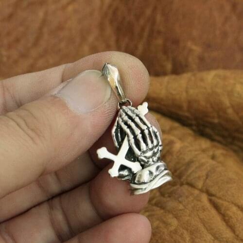 LINSION Praying Pendant 925 Sterling Silver Charms Cross Pendant TA278 JP